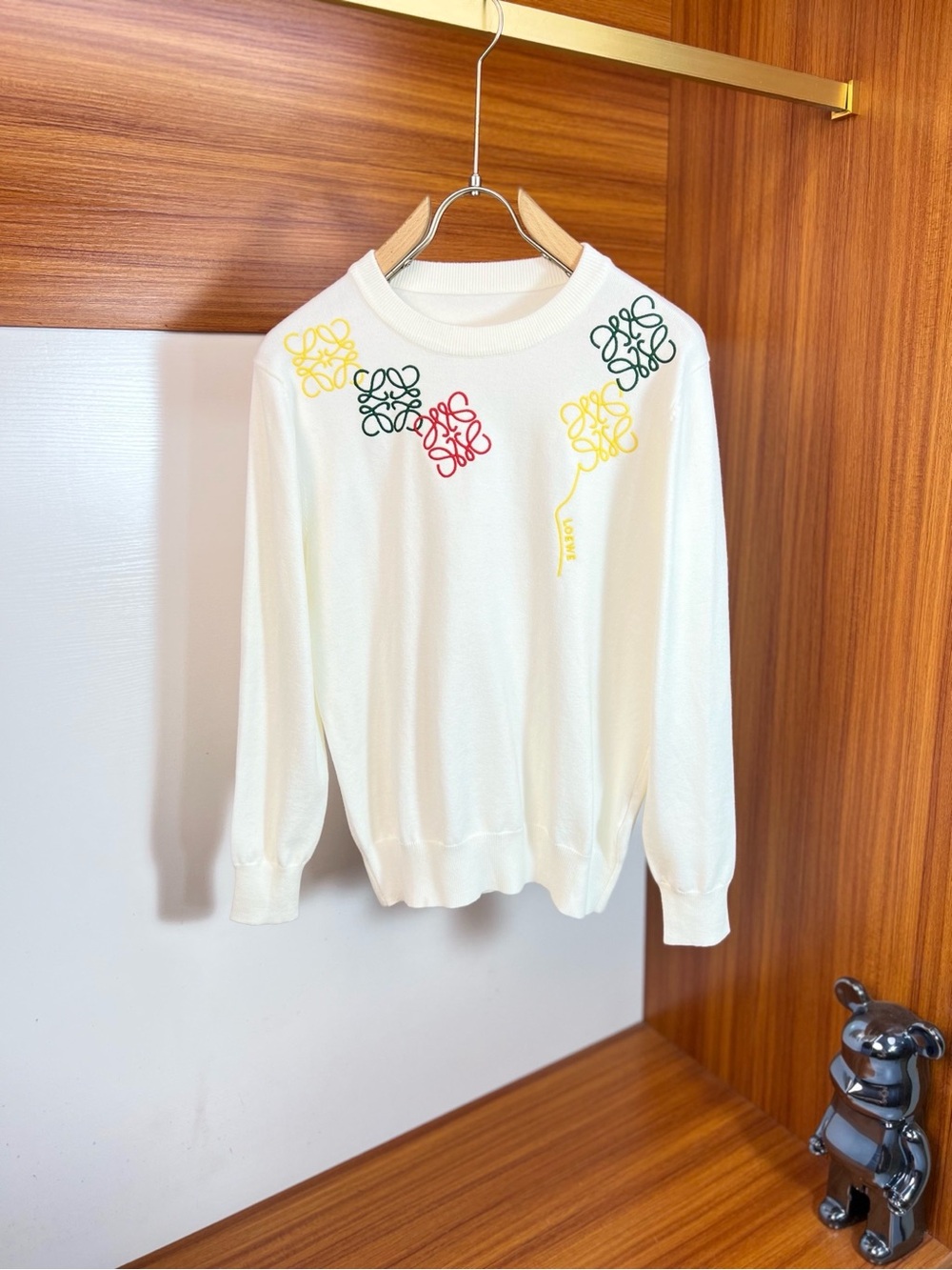 Loewe Cream Sweatshirt with Green, Yellow and Red Anagram Motifs